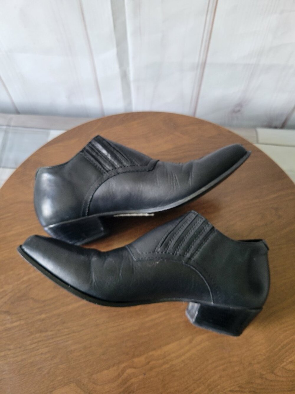 Durango Vintage Women’s Sz8 Black Leather Slip-on Western Ankle Booties Cowgirl